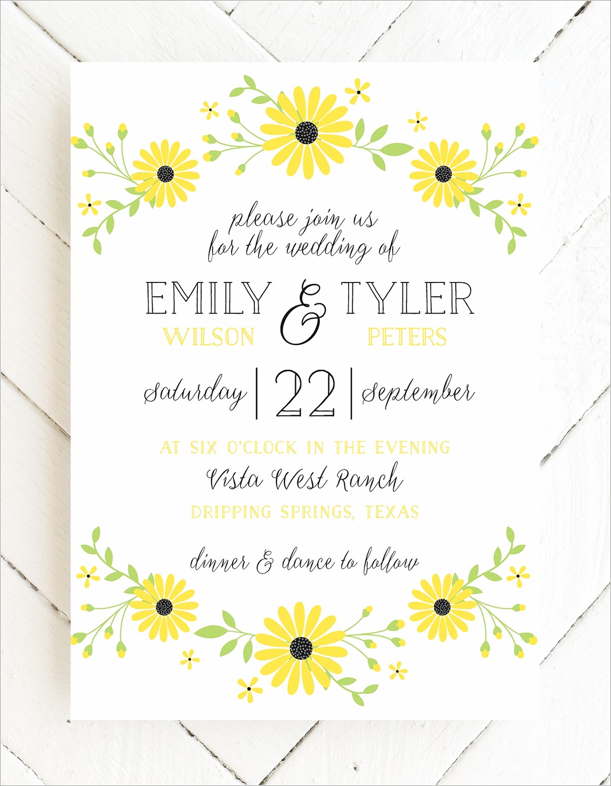 Sunflower And Daisy Wedding Invitations