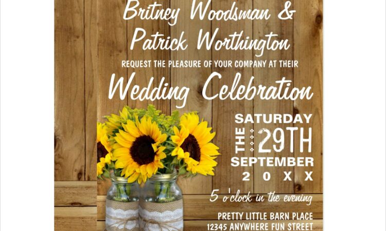 Sunflower Mason Jar Wedding Invitations