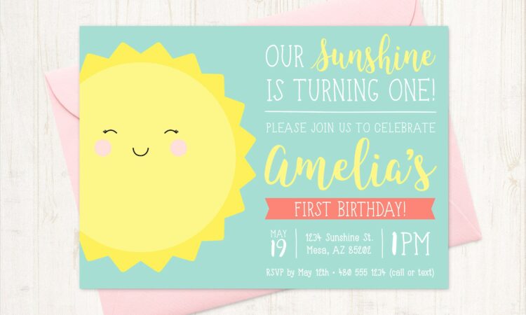 Sunshine 1st Birthday Invitations