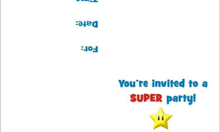 Super Mario Birthday Invitations Free