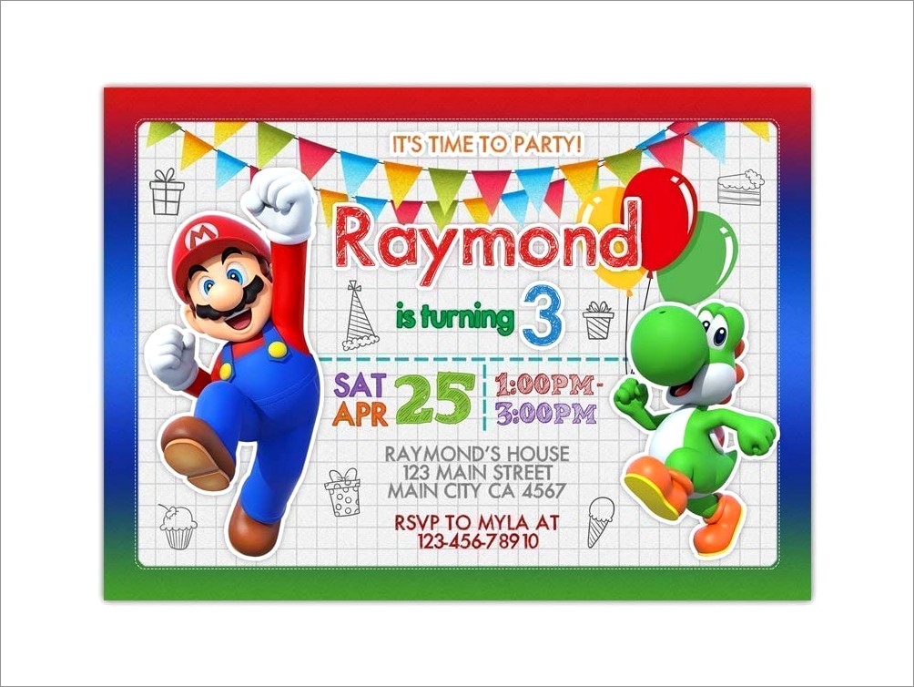 Super Mario Birthday Invitations