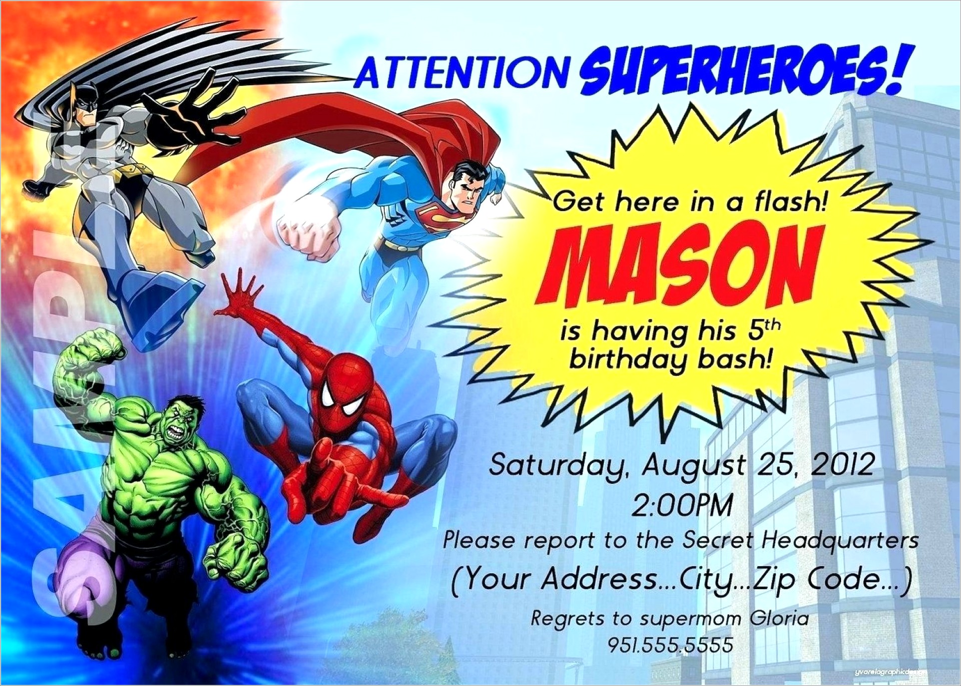 Superhero Birthday Invitation Template Free