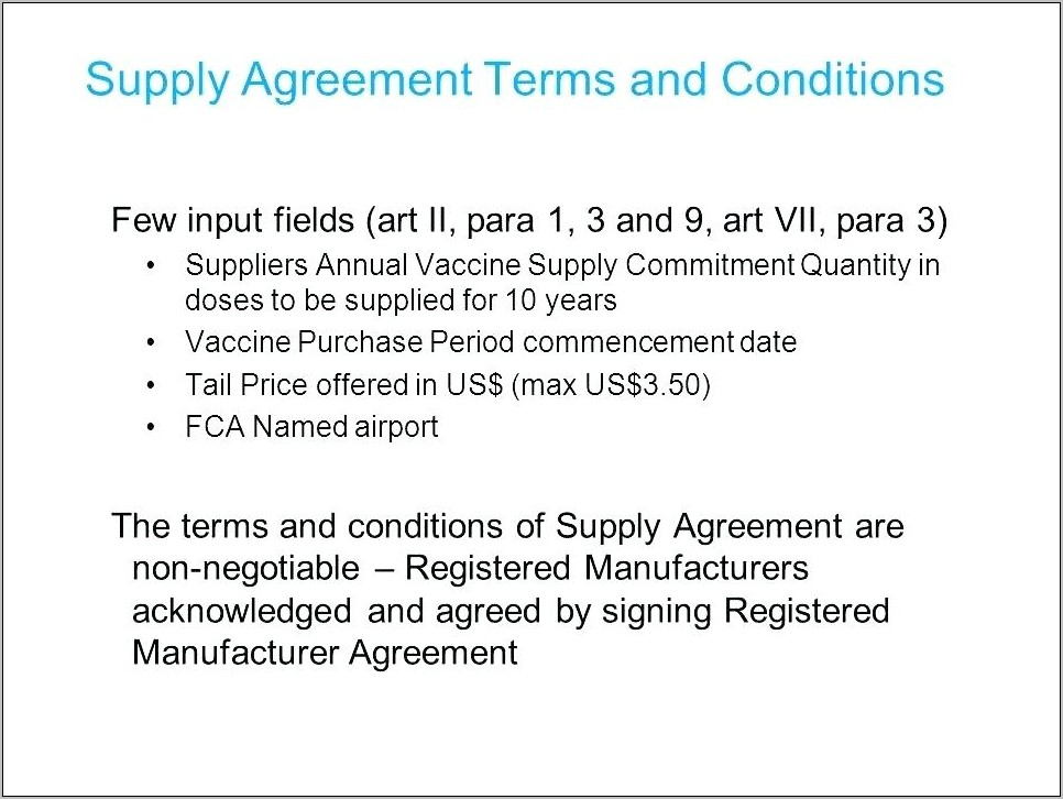 Supplier Agreement Template Australia