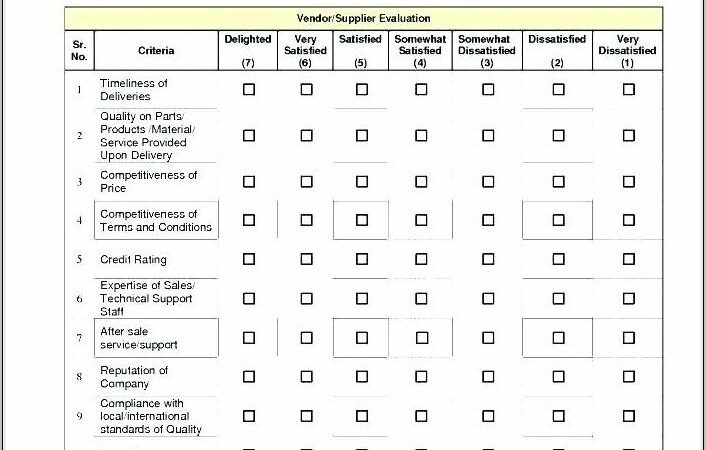 Supplier Evaluation Form Template