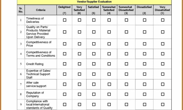 Supplier Evaluation Template Pdf