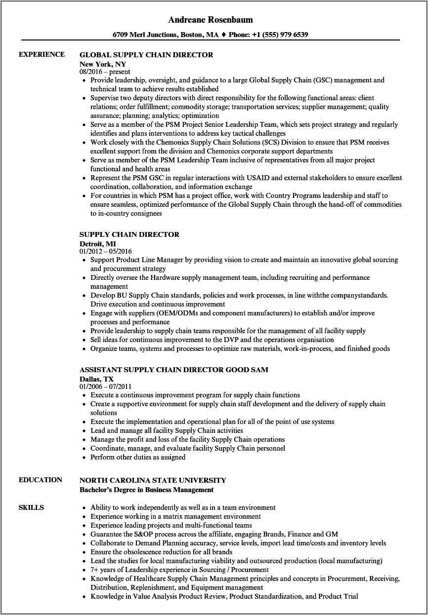  Supply Chain Manager Job Description Example Templates Restiumani 