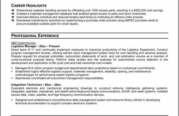 Supply Chain Manager Job Description Resume