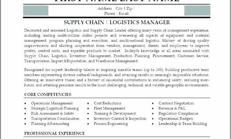 Supply Chain Manager Resume Template