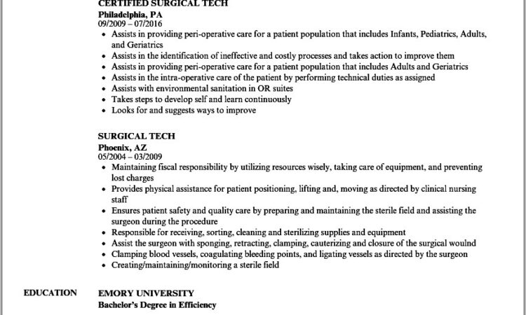 Surgical Tech Resume Examples