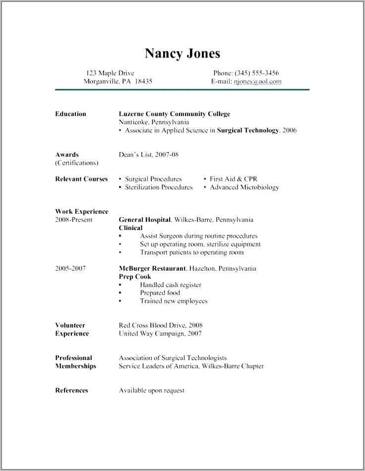 Surgical Tech Student Resume Samples
