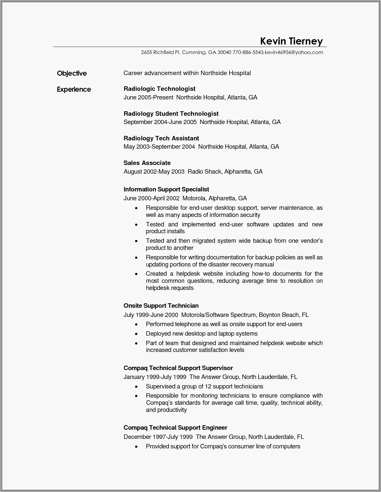 Surgical Technologist Resume Example