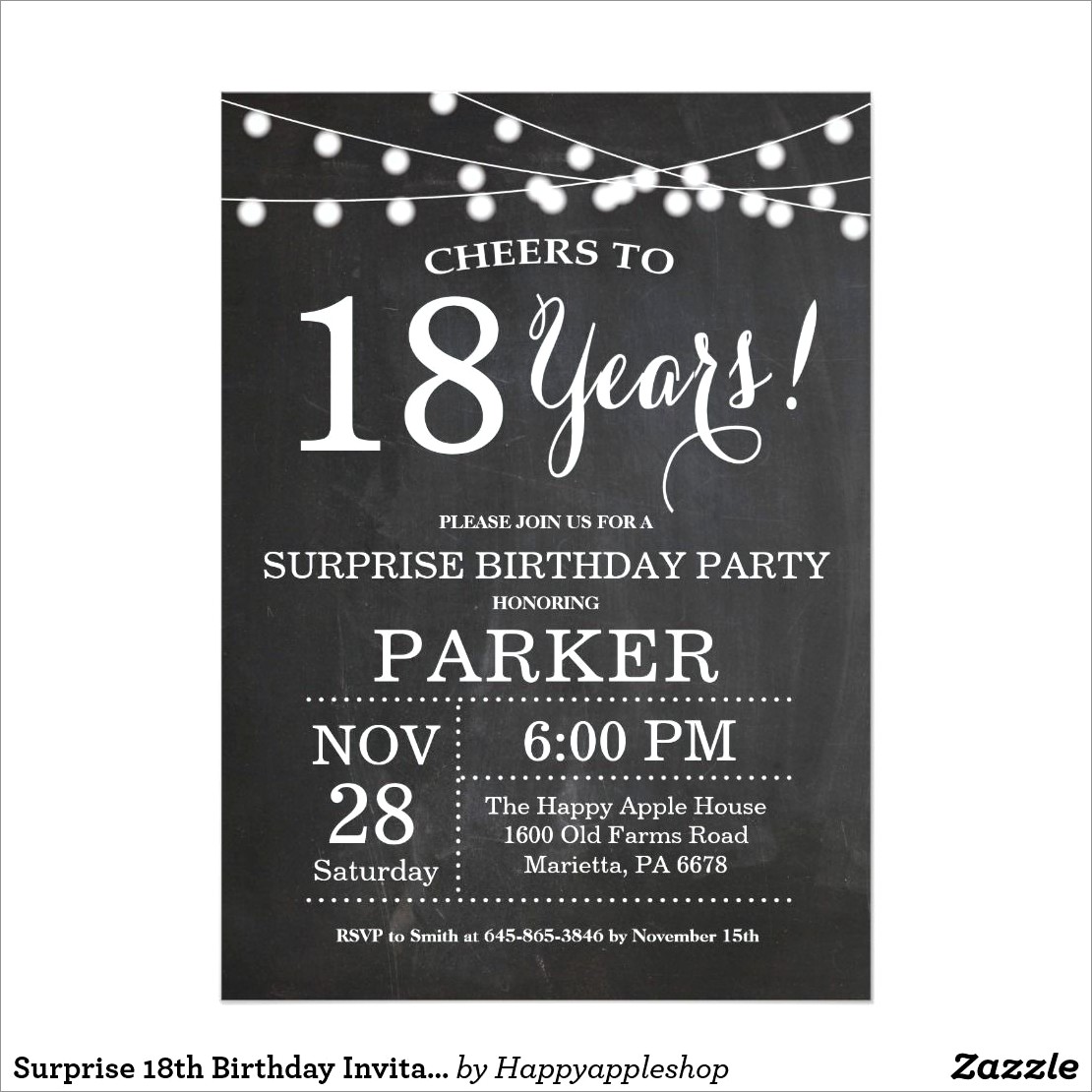 Surprise 18th Birthday Invitations