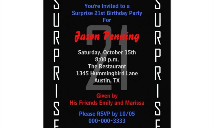 Surprise 21st Birthday Invitations