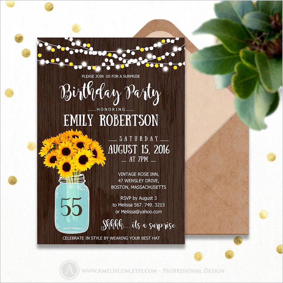 Surprise 55th Birthday Invitations