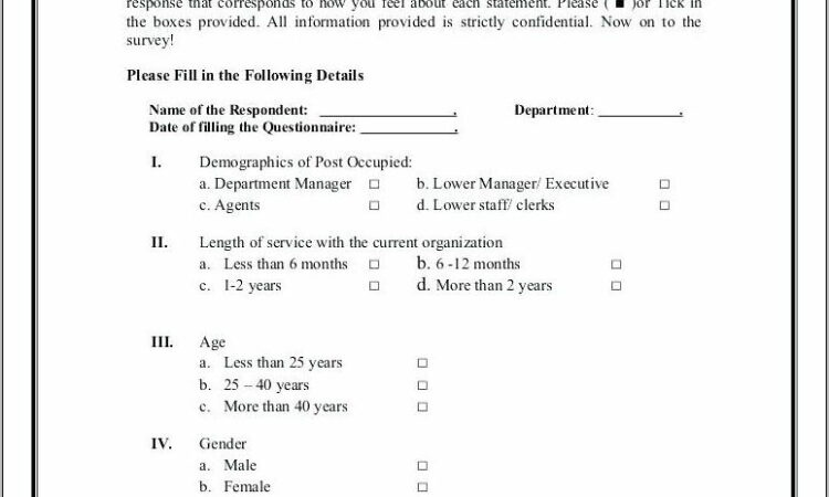 Survey Questionnaire Sample For Students