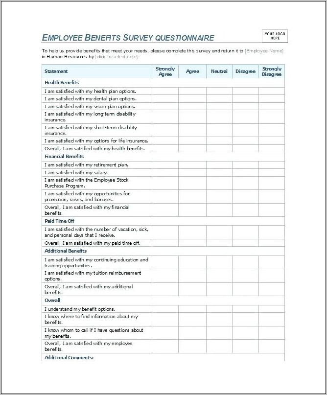 Survey Questionnaire Sample For Thesis