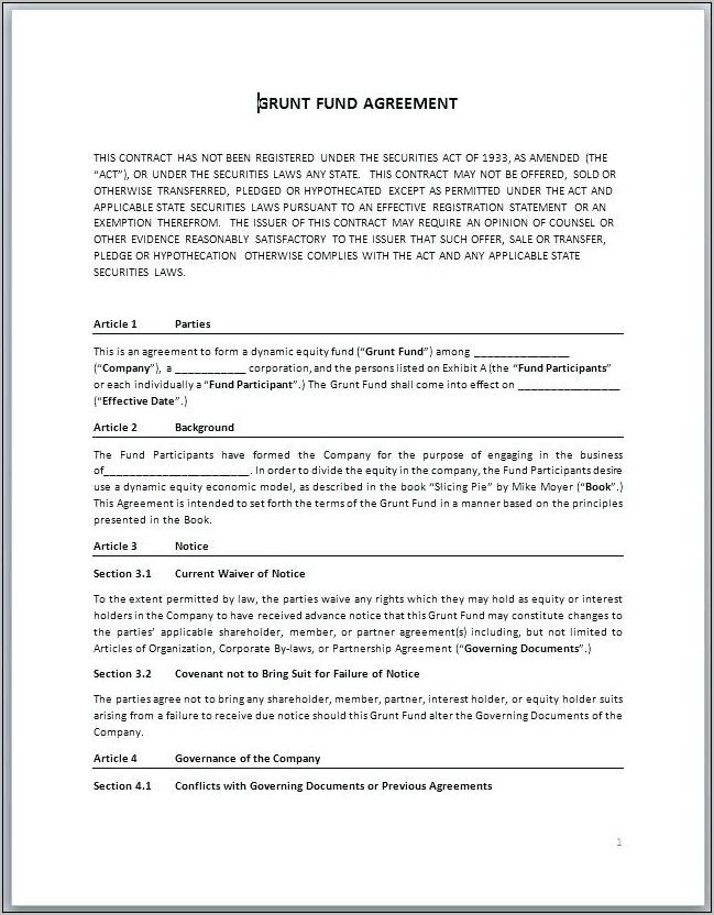 Sweat Equity Agreement Template Uk