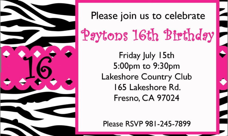 Sweet 16 Birthday Invitations Templates