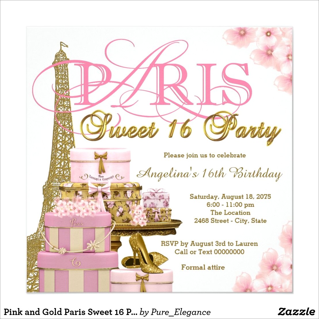 Sweet 16 Invitations Pink And Gold