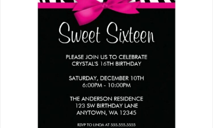 Sweet 16 Invitations Templates Free