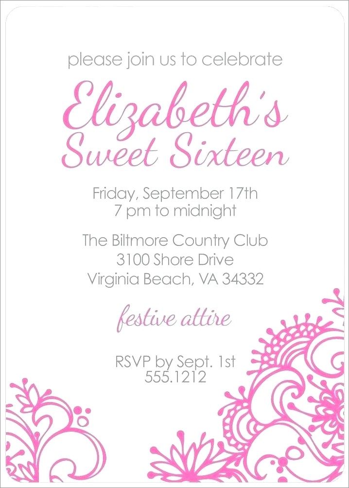 Sweet 16 Invitations With Rsvp Cards