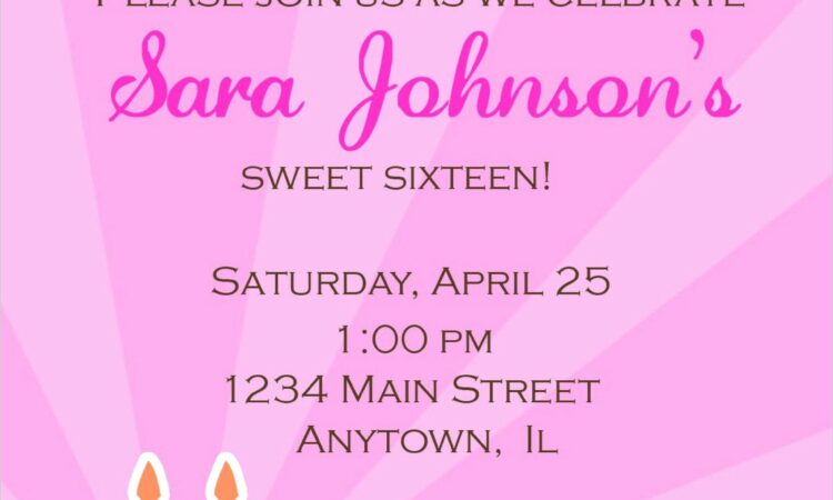 Sweet Sixteen Birthday Invitations Templates Free