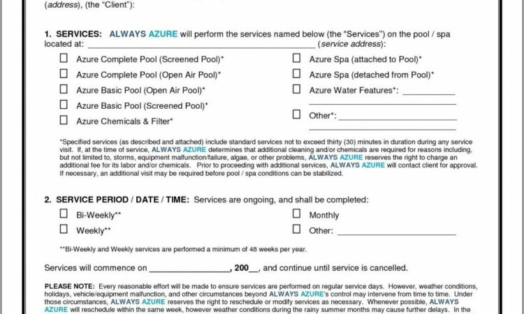 Swimming Pool Construction Contract Forms