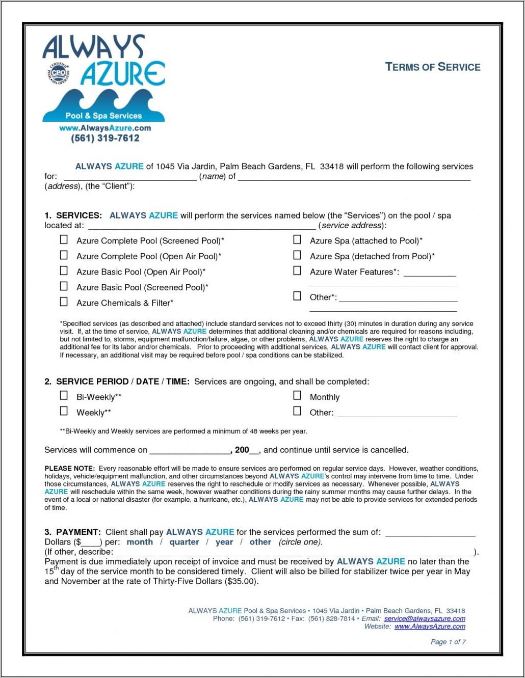 Swimming Pool Construction Contract Forms