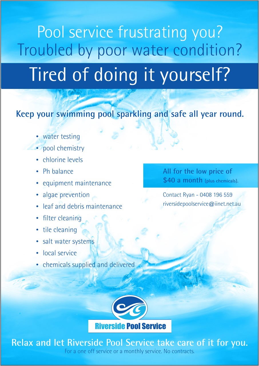Swimming Pool Maintenance Checklist Template