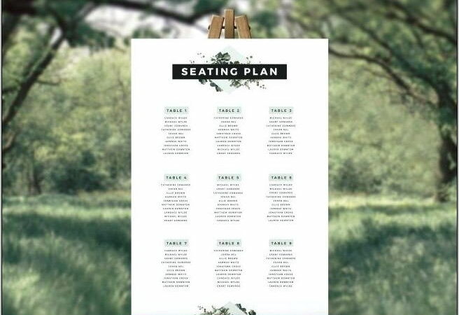 Table Seating Chart For Wedding Reception Template