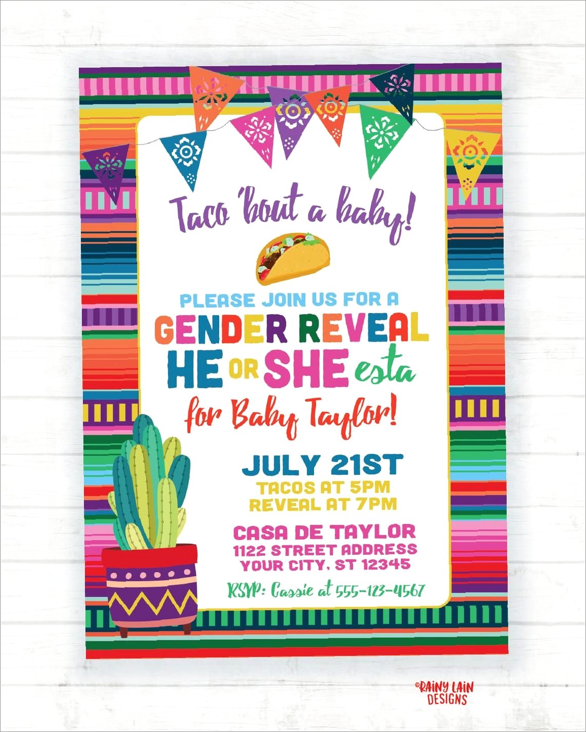 Taco Bout A Baby Gender Reveal Invitations