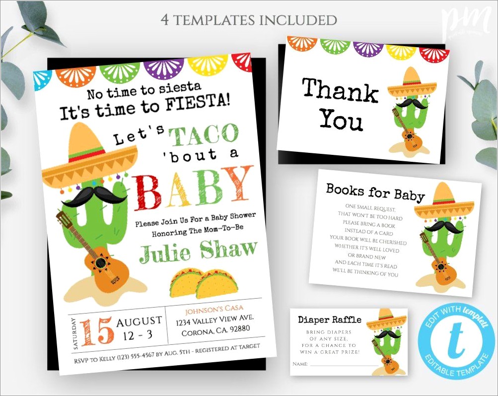 Taco Bout A Baby Invitation Template