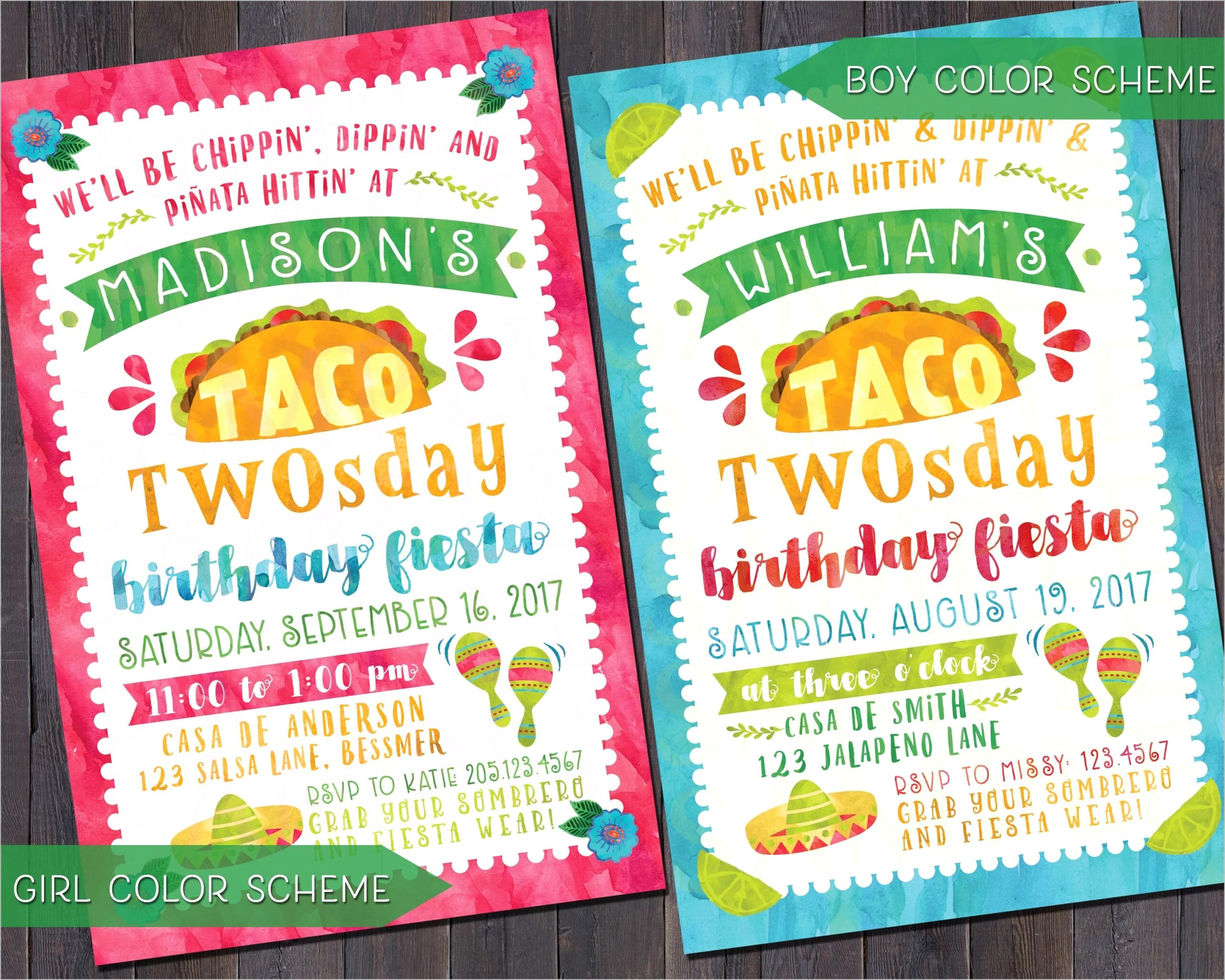 Taco Twosday Birthday Invitations