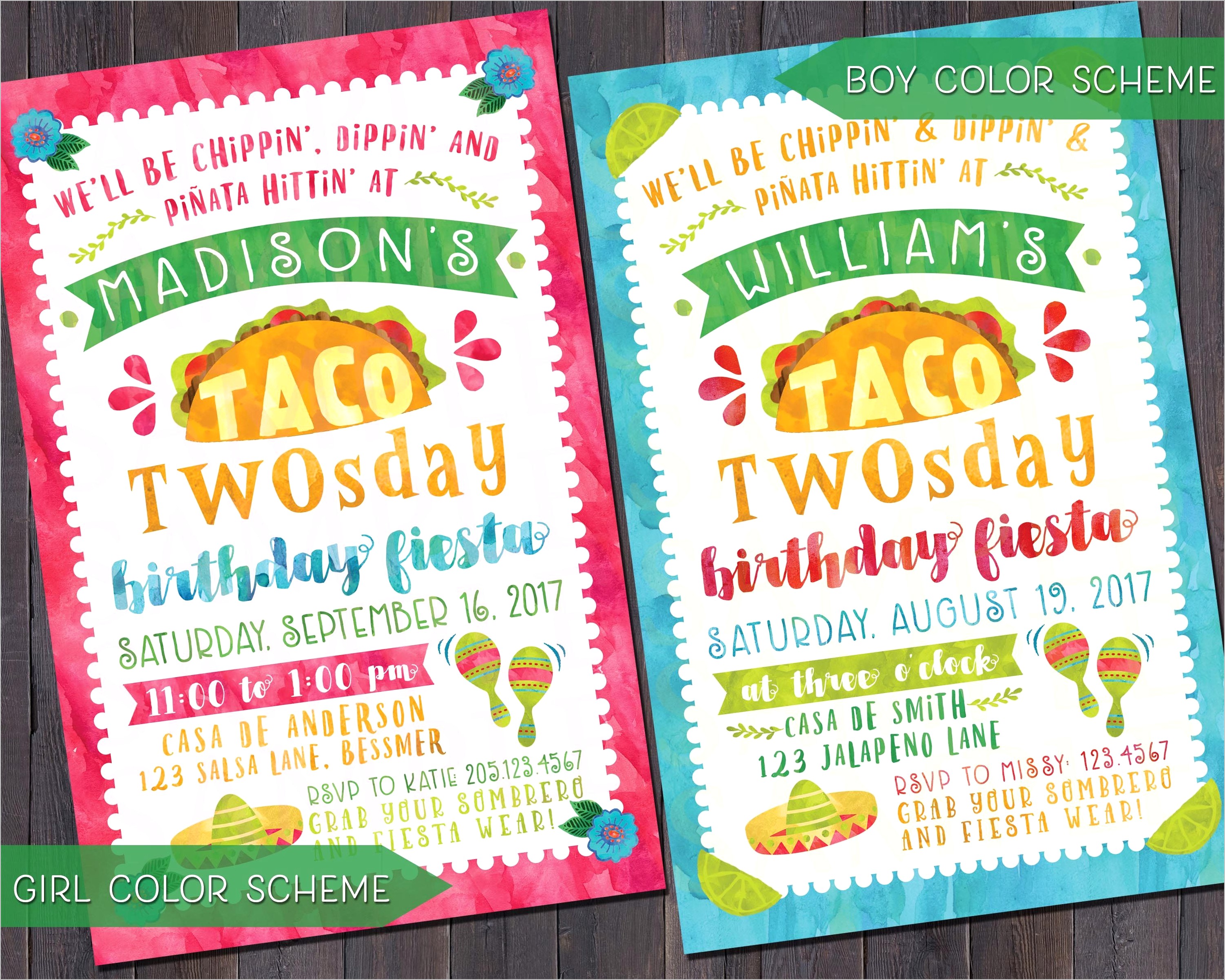 Taco Twosday Birthday Invitations