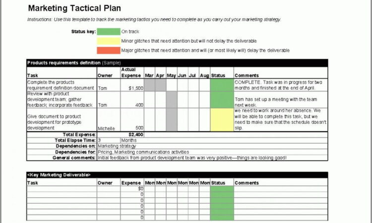 Tactical Marketing Plan Template