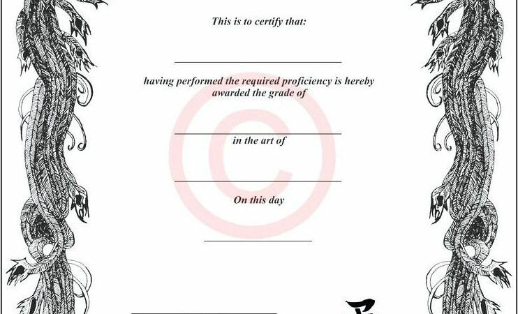 Taekwondo Black Belt Certificate Template