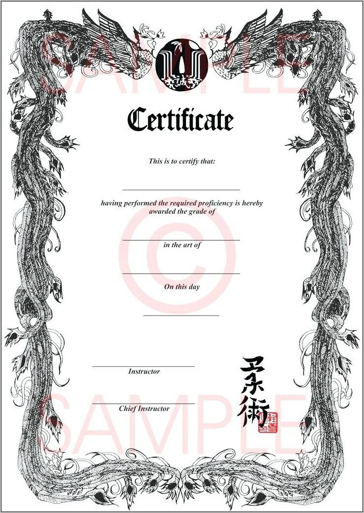 Taekwondo Black Belt Certificate Template