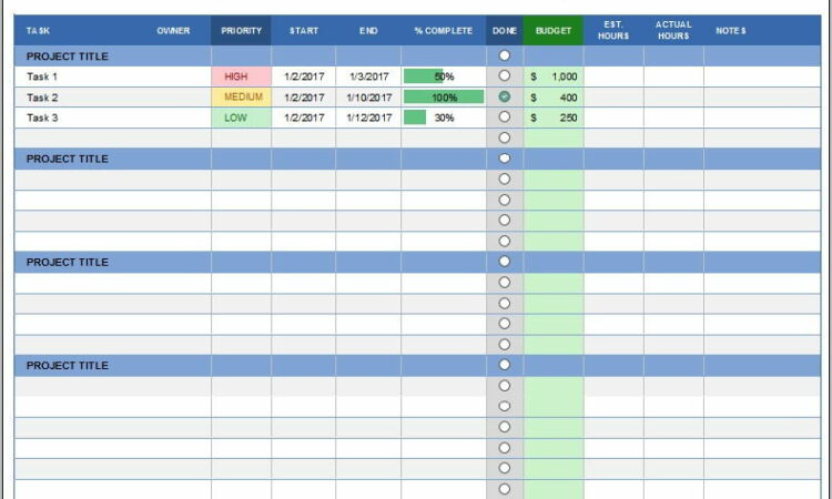 Task Manager Spreadsheet Template