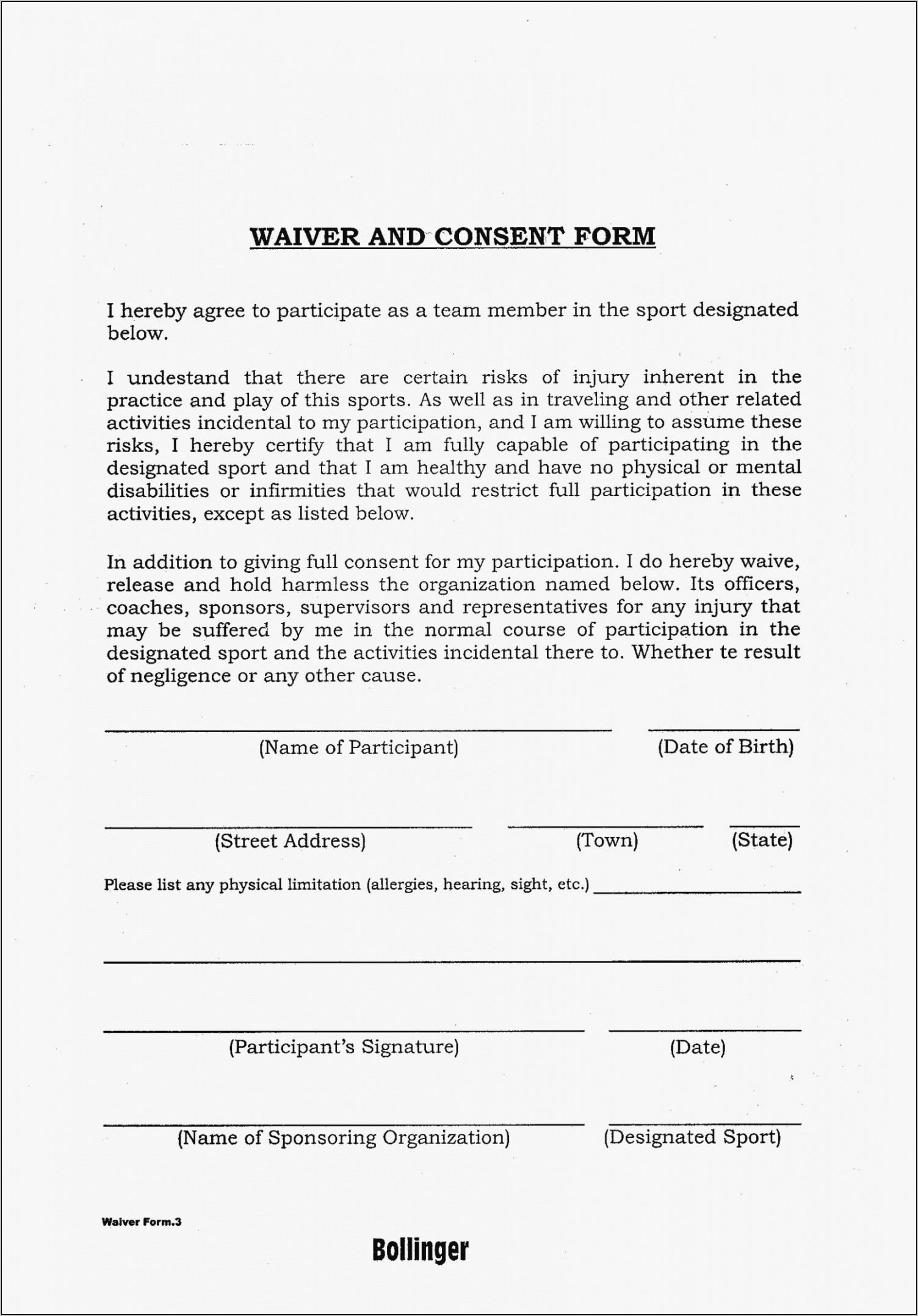 Tattoo Release Form Template
