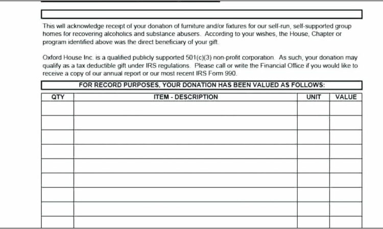 Tax Deductible Receipt For Donation Template