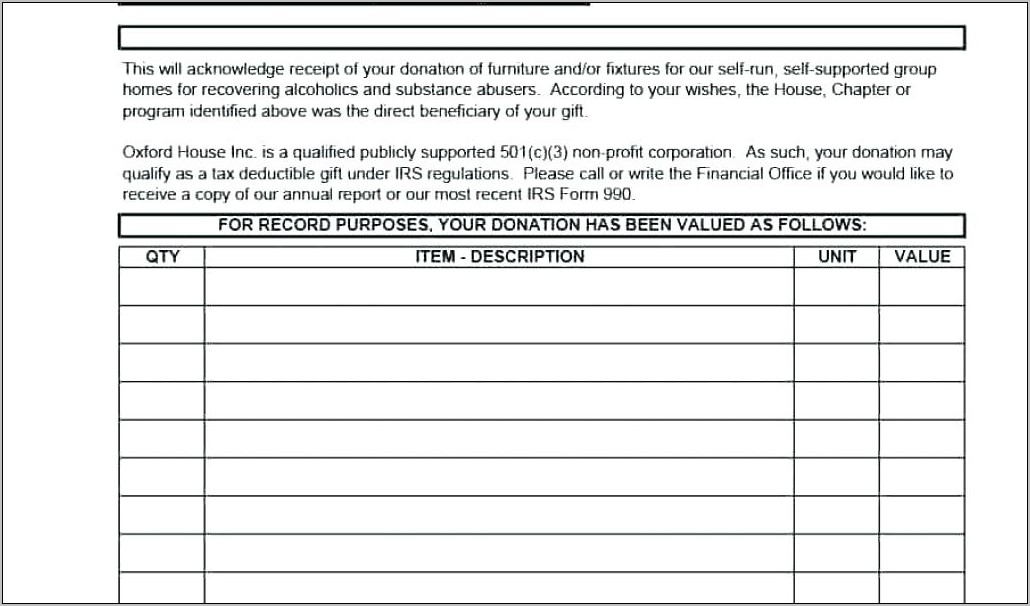 Tax Deductible Receipt For Donation Template