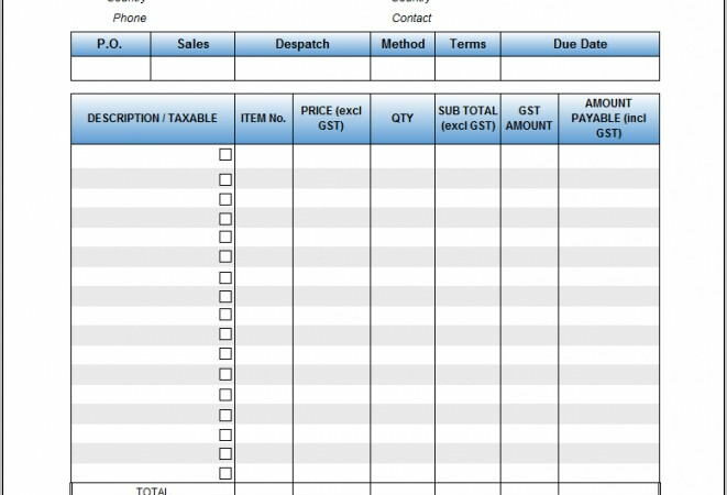 Tax Invoice Layout Template