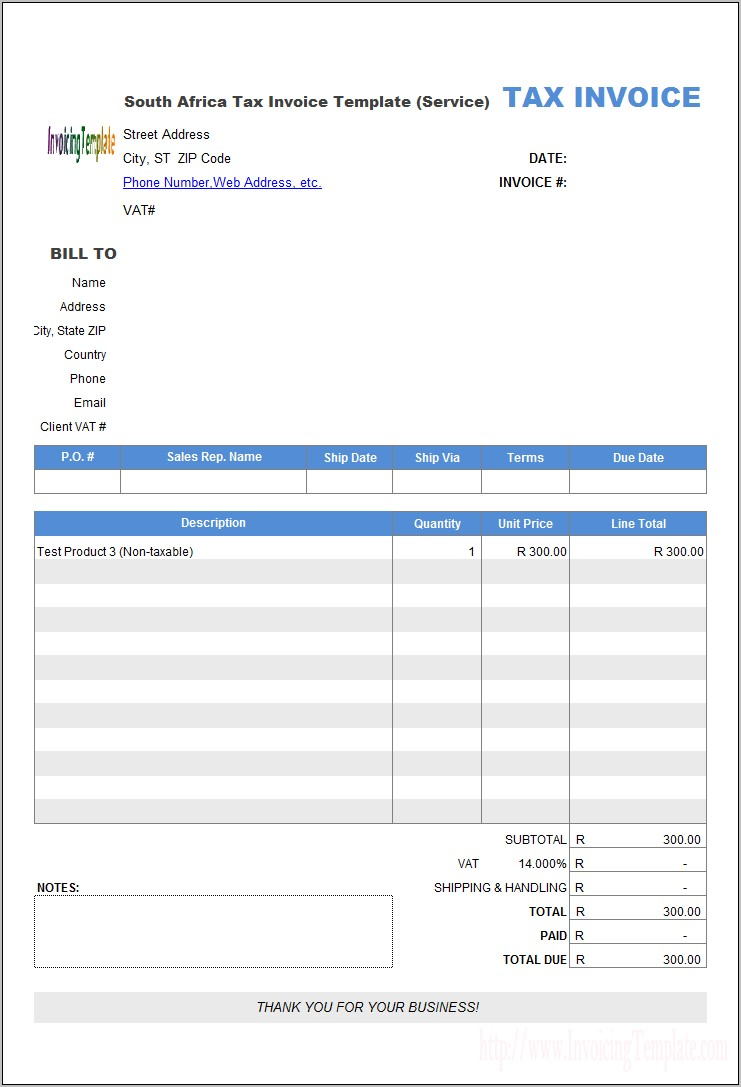 Tax Invoice Template Word Download