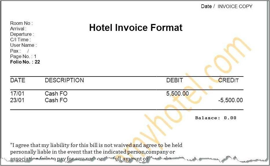 Taxi Invoice Format Template