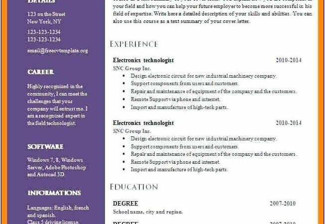 Teacher Cv Templates Free Download Word Document