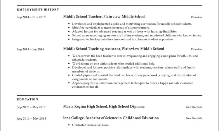 Teacher Resume Template Free