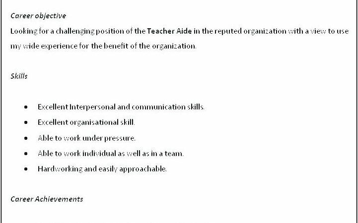 Teachers Aide Resume Templates