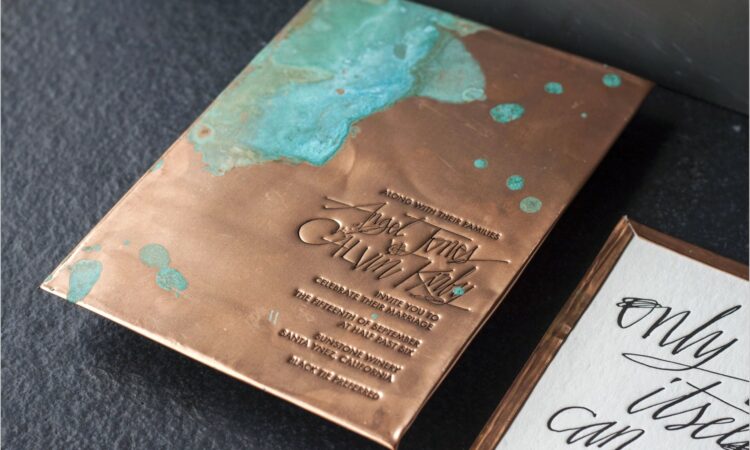 Teal And Copper Wedding Invitations