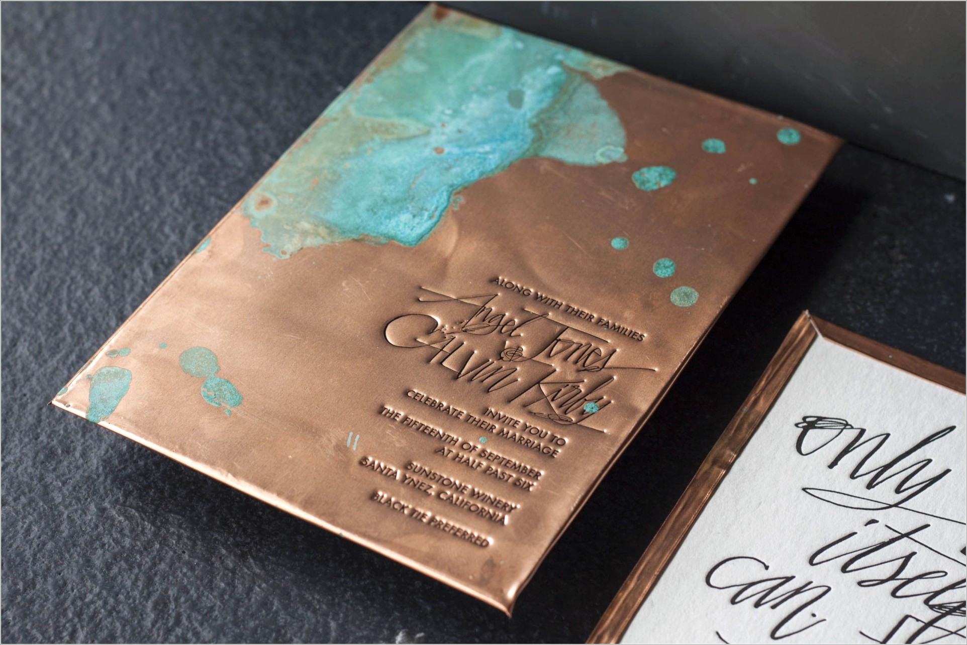 Teal And Copper Wedding Invitations