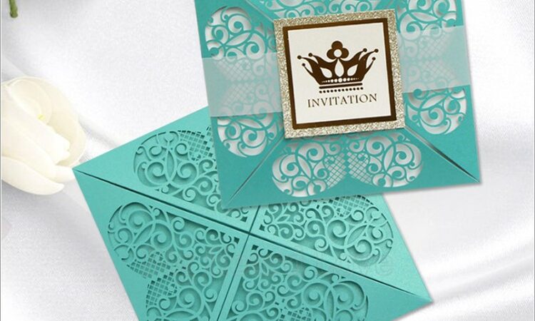 Teal And Gold Wedding Invitations